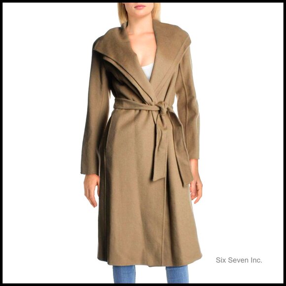 Slim Fit Double-faced Soft Wool Blend Wrap Coat With Tie Belt